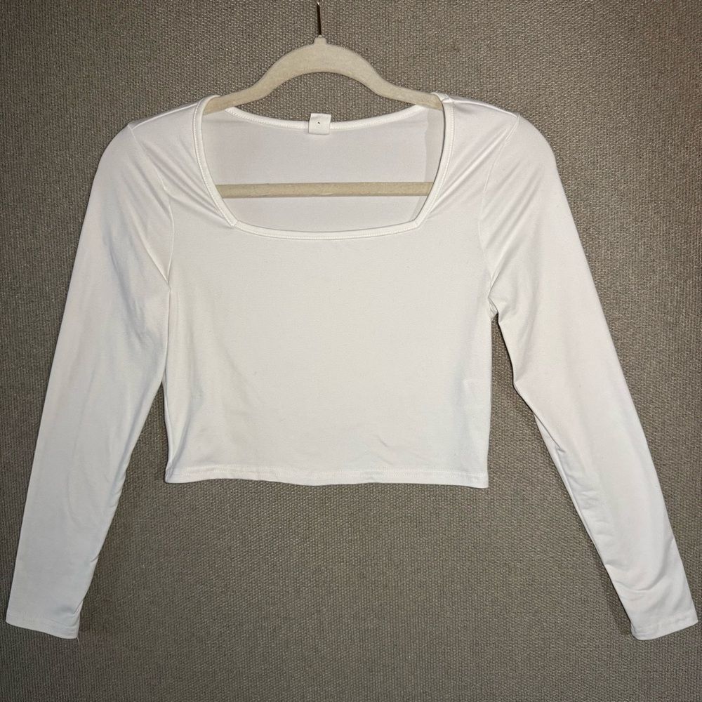 SHEIN size 11 years White Long Sleeve crop Tee
